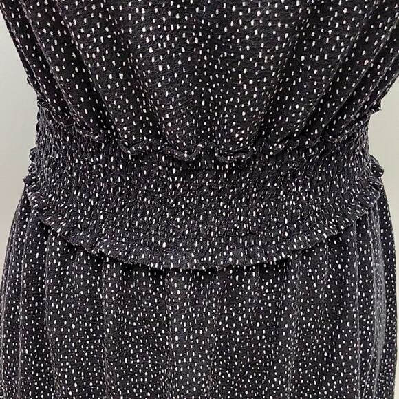 Express Off or on the Shoulder Dress Black w/White Spots Puff Short Sleeves Sz S - Picture 9 of 13